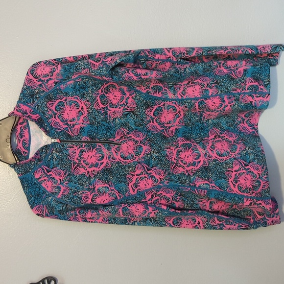 Skirt Sports Floral Quarter Zip Long Sleeve Mock Neck Athletic Warm Up Top Large - Picture 1 of 9